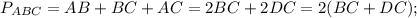 P_{ABC}=AB+BC+AC=2BC+2DC=2(BC+DC);