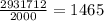 \frac{2931712}{2000} = 1465