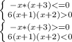 \left \{ {{-x*(x+3)<=0} \atop {6(x+1)(x+2)0}} \right. \\\left \{ {{-x*(x+3)=0} \atop {6(x+1)(x+2)<0}} \right.