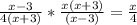 \frac{x-3}{4(x+3)}* \frac{x(x+3)}{(x-3)} = \frac{x}{4}