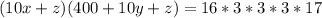 (10x+z)(400+10y+z)=16*3*3*3*17\\