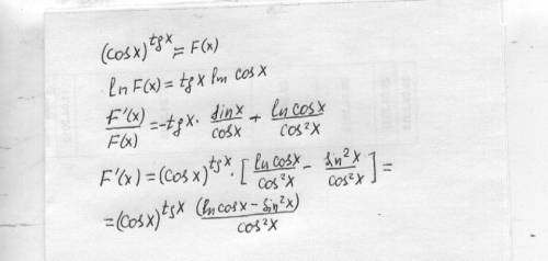 Найти производную (cosx)в степени tgx !