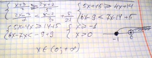 Решите ,. заранее ! x+3/2> 2x+7/5 2x-3/7