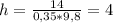 h= \frac{14}{0,35*9,8} = 4