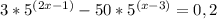 3*5^{(2x-1)} - 50*5^{(x-3)} = 0,2