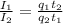 \frac{I _{1} }{I _{2} } = \frac{q _{1}t _{2} }{q _{2} t _{1} }