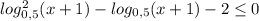 log_{0,5}^{2} (x+1)- log_{0,5} (x+1)-2 \leq 0