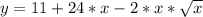 y=11+24*x-2*x*\sqrt{x}