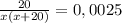 \frac{20}{x(x+20)} =0,0025