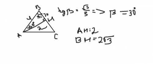 Вравнобедренном треугольнике авс (с основанием ас) проведена высота ак. найдите её длину, если ав =
