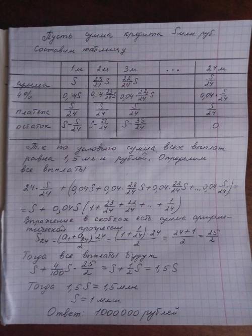 15-го января планируется взять кредит в банке на 24 месяца. условия его возврата таковы: — 1-го числ