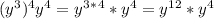 (y^3)^4y^4=y^3^*^4*y^4=y^1^2*y^4