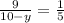 \frac{9}{10-y}= \frac{1}{5}