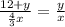 \frac{12+y}{ \frac{4}{3}x}= \frac{y}{x}