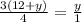 \frac{3(12+y)}{4}= \frac{y}{1}