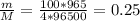 \frac{m}{M} = \frac{100*965}{4*96500} = 0.25