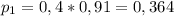 p_{1}=0,4*0,91=0,364