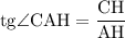 \mathrm{ tg\angle CAH=\dfrac{CH}{AH}}