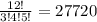 \frac{12!}{3!4!5!} = 27720