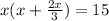 x(x+ \frac{2x}{3} ) = 15