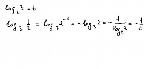 Известно,что iog2 3=t найти log3 1/2