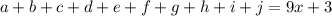 a+b+c+d+e+f+g+h+i+j=9x+3