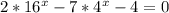 2* 16^{x}-7* 4^{x}-4=0