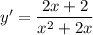 y' = \dfrac{2x + 2}{x^2+2x}