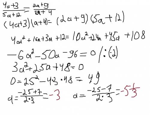 Решите уравнения: 1)3y+1/y+2=2y-6/y-3 2)4a+3/5a+12=2a+9/a+4 3)4x+1/x+1=5x-4/2x-2