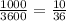 \frac{1000}{3600} = \frac{10}{36}