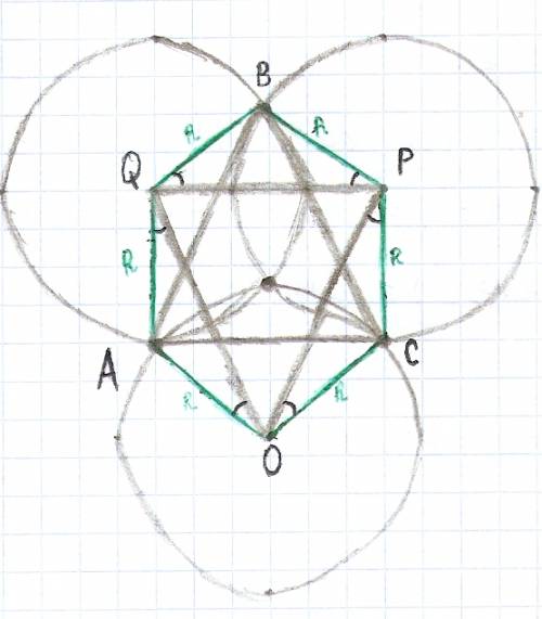 Три равных окружности проходят через одну точку и попарно пересекаются в трех других точках а, в, и