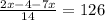 \frac{2x-4-7x}{14}=126