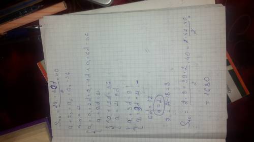 Найдите сумму 40 членов арифметической прогрессии (an), если a1+a3+a5+a7=36 и a10=21.