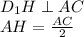 D_{1}H \perp AC \\&#10; AH = \frac{AC}{2}