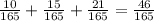 \frac{10}{165} + \frac{15}{165} + \frac{21}{165} = \frac{46}{165}