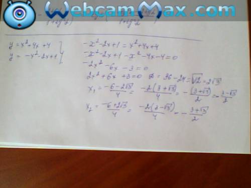 Сколько точек пересечений имеют графики функций у=х2+4х+4 и у=-х2-2х+1 а) не имеют точки в)одну точк