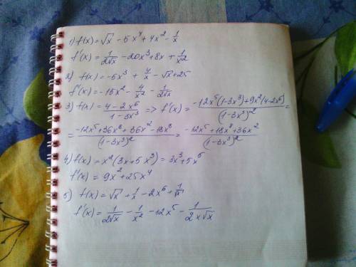 Врешении f(x)=в корне x - 5 x^4 + 4 x^2 - 1/x f(x)= - 5 x^3 + 4/x - в корне x + 25 f(x)= 4-2x^6/1-3