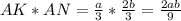 AK*AN= \frac{a}{3}* \frac{2b}{3}= \frac{2ab}{9}