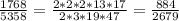 \frac{1768}{5358} = \frac{2*2*2*13*17}{2*3*19*47} = \frac{884}{2679}