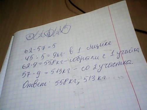 Содного участка собрали 62 ящика помидоров а с второй 57 таких же ящиков. со второй участка собрали