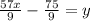 \frac{57x}{9}- \frac{75}{9}=y