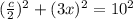 (\frac{c}{2})^2+(3x)^2=10^2