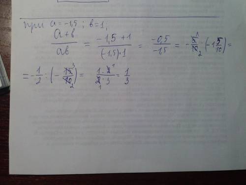 Надо! с ! найдите значение выражения при a= -1.5 b=1 ответы: а) 1/3 б) -1/3 в) 3 г) 5/3