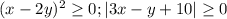 (x-2y)^2 \geq 0; |3x-y+10| \geq 0