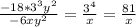 \frac{-18* 3^{3} y^{2} }{-6xy^{2}} = \frac{ 3^{4} }{x} = \frac{81}{x}