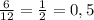 \frac{6}{12} = \frac{1}{2} =0, 5