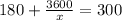 180+ \frac{3600}{x}=300