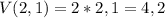 V(2,1)=2*2,1=4,2