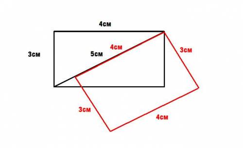 Начертите прямоугольник со сторонами 3 см и 4 см. постройте фигуру, симметричную этому прямоугольник