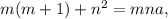 m(m+1)+n^2=mna,